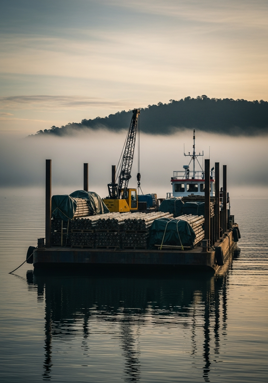 Marine staging — dawn · −4 m
